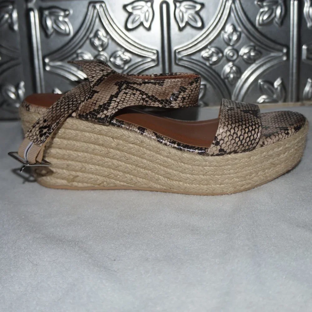 Cityclassified Size 7 Snake Print Espadrille Platform Sandals Wedges